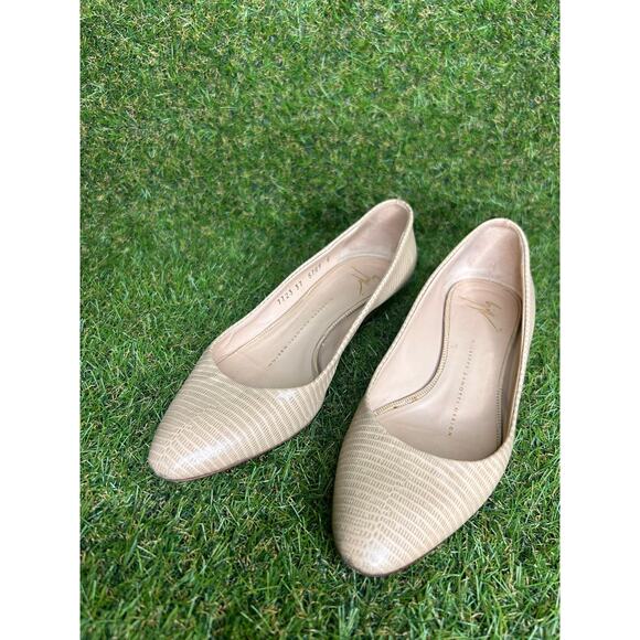 Giuseppe Zanotti Nude Lizard Embossed Wedge Pumps Textured Size 37/6.5 - Picture 2 of 12